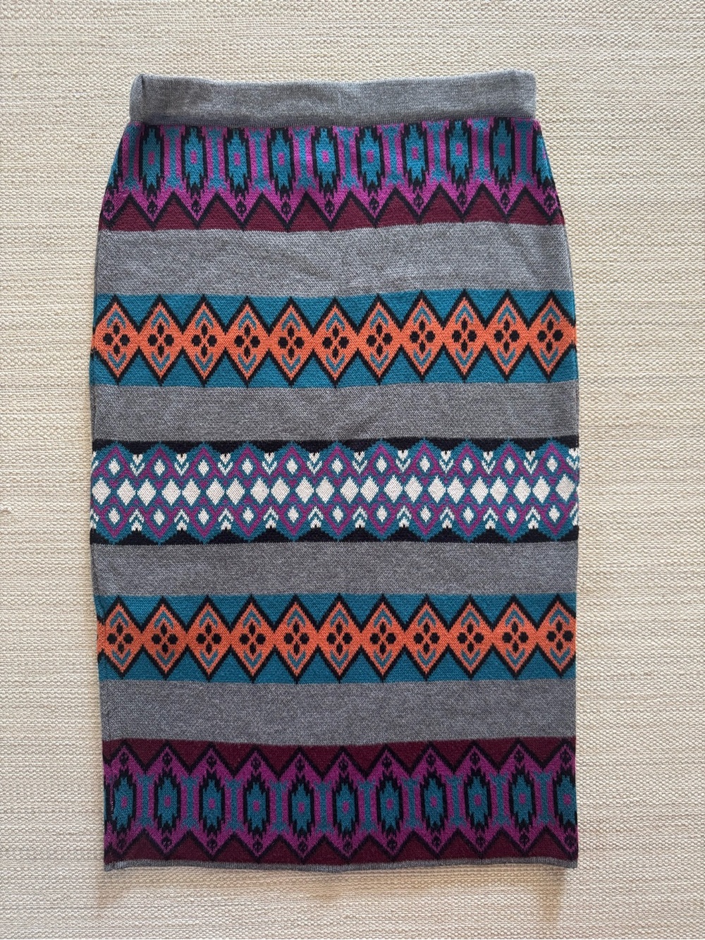 Plenty by Tracy Reese knit midi pencil skirt southwest fair isle stripes women S